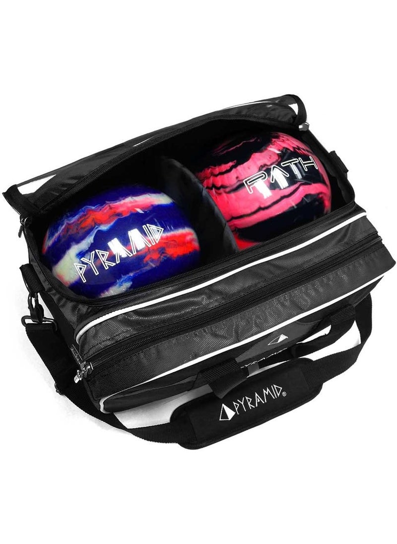 Pyramid Pyramid Path Double 2 Ball Tote Plus Clear Top Bowling Bag with Large Separate Compartment for Bowling Shoes Up To US Mens Size 15 or Accessories  - Image 2