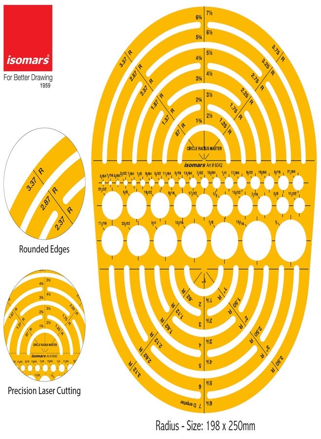 Isomars Circle Radius Master Template – Precision Drawing Stencil for Artists, Architects, Designers & Drafting Professionals - Image 3