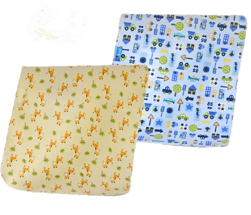 Monvecle Baby Infant Waterproof Cotton Changing Pads Washable Resuable Diapers Liners Mats Multi Pieces Pack (Blue-2pcs Medium 28" x 20") - Image 1