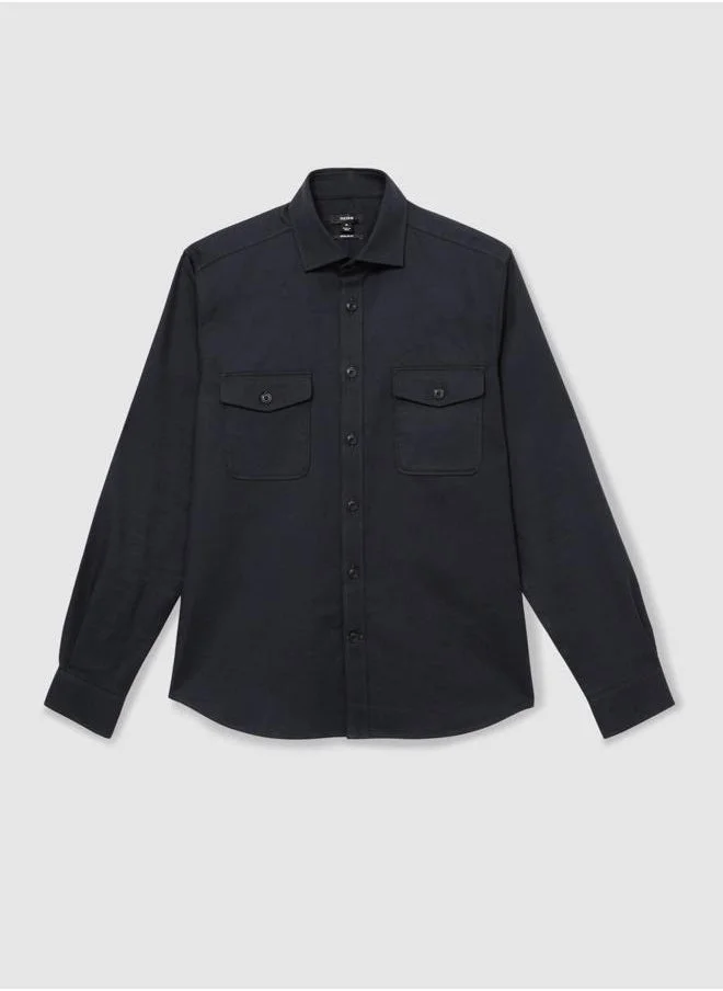REISS Ls Twin Pocket Textured Overshirt