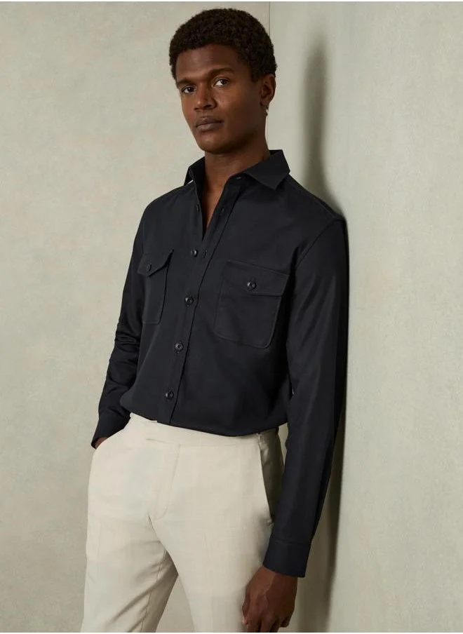 REISS Ls Twin Pocket Textured Overshirt