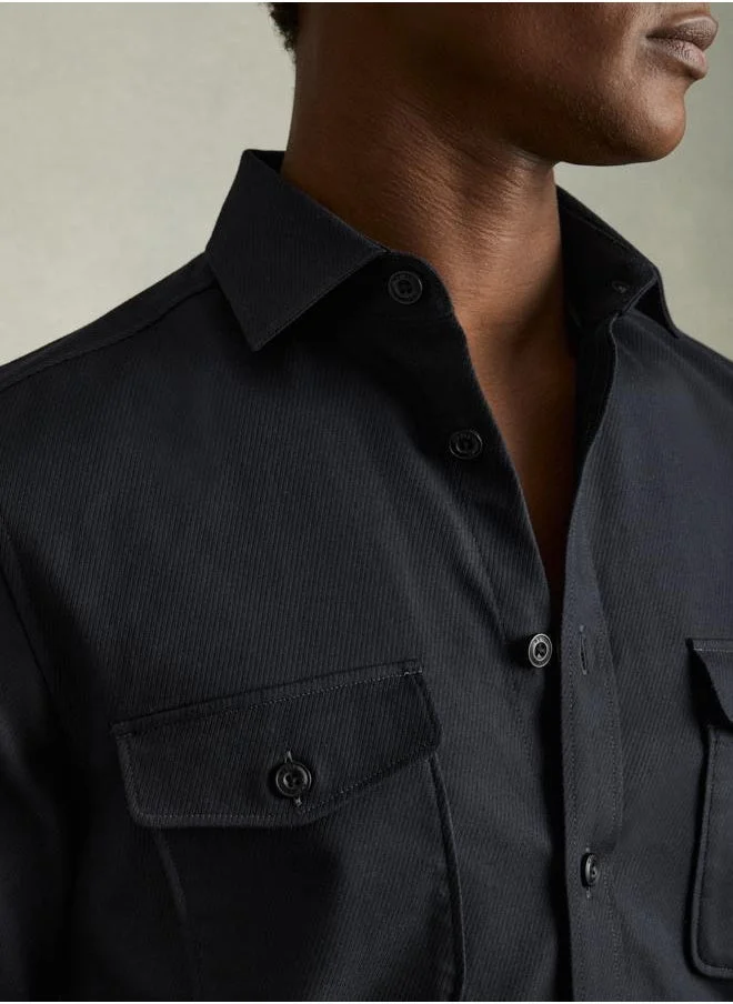 REISS Ls Twin Pocket Textured Overshirt