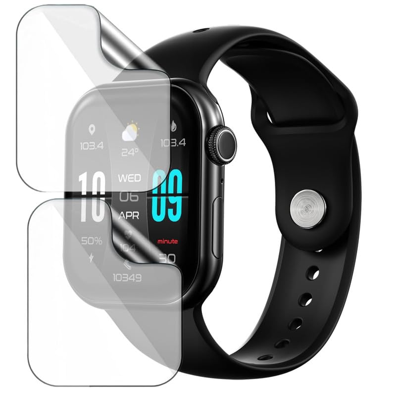 HELLOSCREEN 2-Pack | Screen Protector Guard for Fire Boltt Ring X | 2.01 inch | Smartwatch - Flexible & Ultrathin TPU Film, 9H Scratch Resistant, Bubble Free - Not Tempered Glass - Image 1