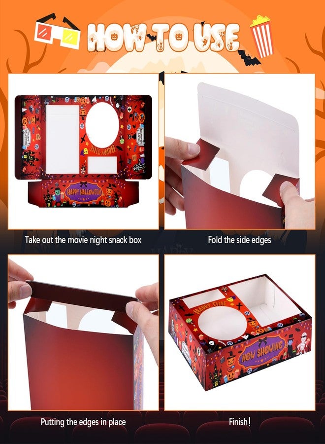 Faccito 36 Pcs Movie Night Snack Trays Theater Snack Boxes Disposable Cinema Paper Holder Movie Night Neon Glow Party Supplies for Popcorn Food Candy Drink Party Favors(Red Black,Pumpkin Style) - Image 5