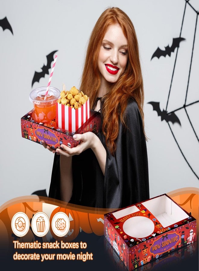 Faccito 36 Pcs Movie Night Snack Trays Theater Snack Boxes Disposable Cinema Paper Holder Movie Night Neon Glow Party Supplies for Popcorn Food Candy Drink Party Favors(Red Black,Pumpkin Style) - Image 4