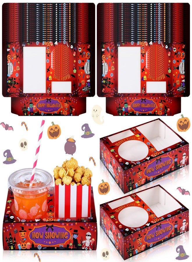 Faccito 36 Pcs Movie Night Snack Trays Theater Snack Boxes Disposable Cinema Paper Holder Movie Night Neon Glow Party Supplies for Popcorn Food Candy Drink Party Favors(Red Black,Pumpkin Style) - Image 1