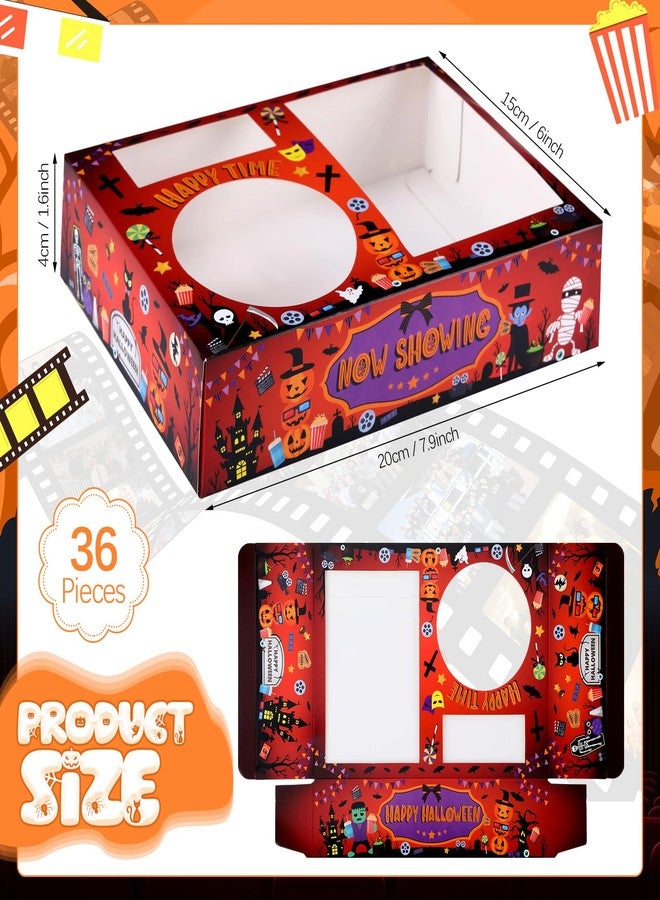 Faccito 36 Pcs Movie Night Snack Trays Theater Snack Boxes Disposable Cinema Paper Holder Movie Night Neon Glow Party Supplies for Popcorn Food Candy Drink Party Favors(Red Black,Pumpkin Style) - Image 2