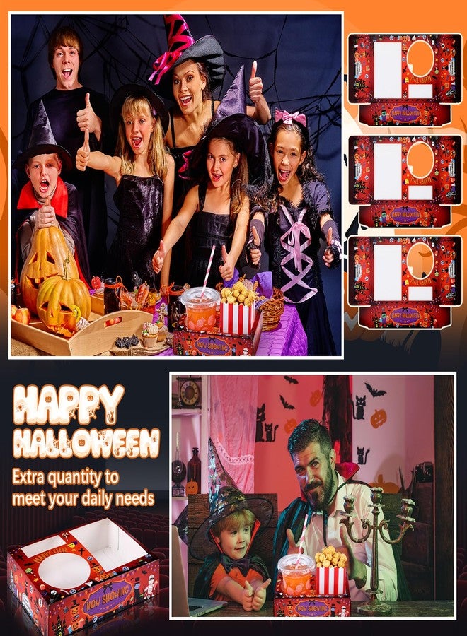 Faccito 36 Pcs Movie Night Snack Trays Theater Snack Boxes Disposable Cinema Paper Holder Movie Night Neon Glow Party Supplies for Popcorn Food Candy Drink Party Favors(Red Black,Pumpkin Style) - Image 3
