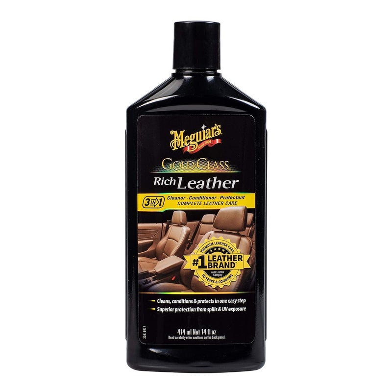 Meguiars G7214 Gold Class Rich Leather Lotion Cleans Conditions Protects for Complete Leather Care 14 Oz Bottle
