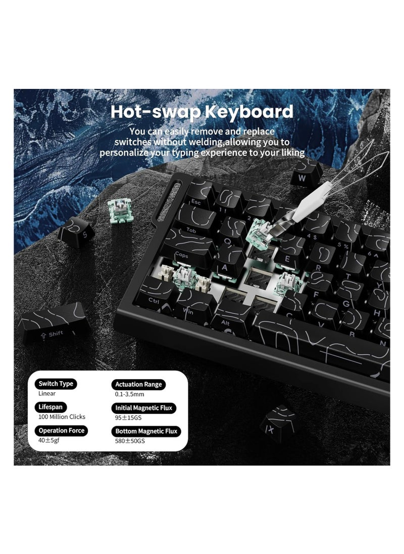 Attack Shark - ATTACK SHARK X68 HE 60% Wired Gaming Keyboard Rapid Trigger,Actuation Point Adjustable, Magnetic Switch Up to 8K HZ,PBT Keycaps for Win/Mac,RGB Mechanical Keyboard with Coiled Cable-Black Contour - Image 1
