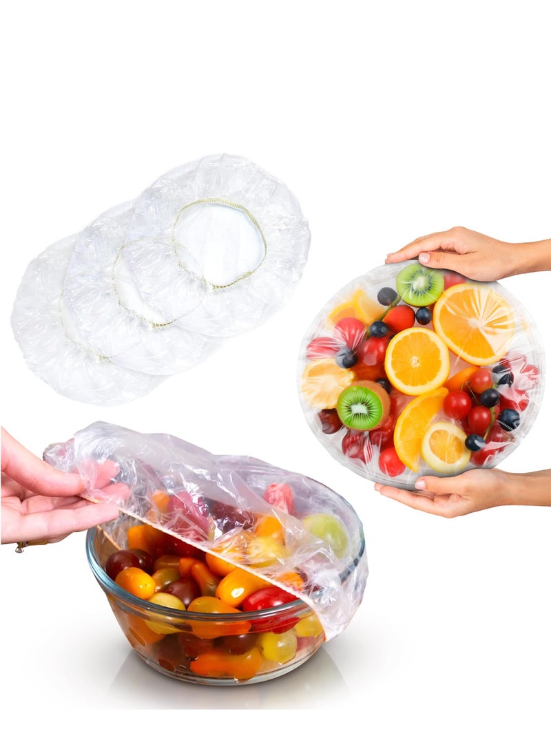 100 pieces of disposable plastic wraps, made of food-grade plastic film, to keep food fresh, can be used as shower caps, suitable for various dishes, dust-proof and insect-proof. - Image 1
