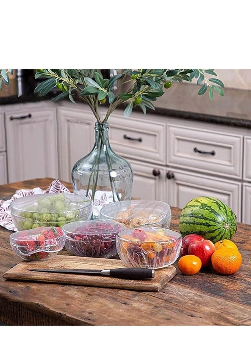 100 pieces of disposable plastic wraps, made of food-grade plastic film, to keep food fresh, can be used as shower caps, suitable for various dishes, dust-proof and insect-proof. - Image 2