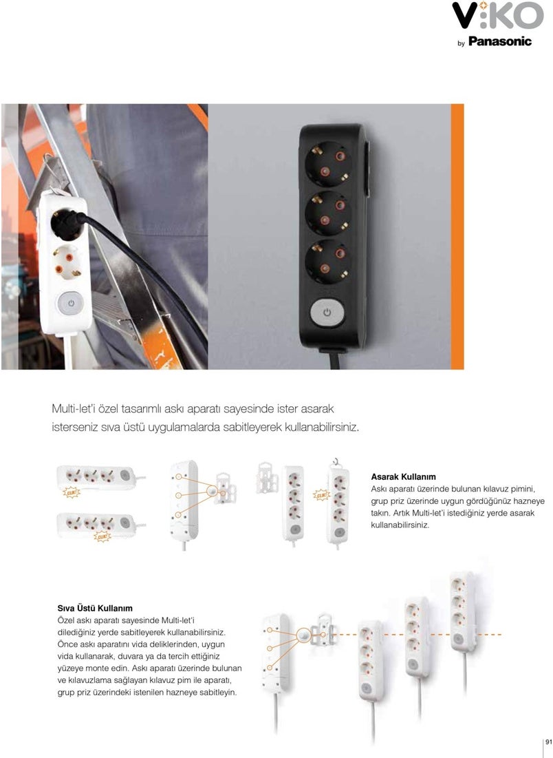 Viko Black Triple Grounded Group Socket 25 Meters  - Image 2