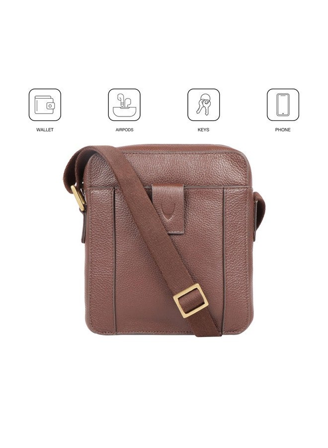 Hidesign Leather Messenger Bag- Brown - Image 4