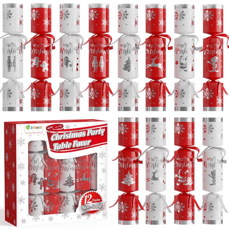 D-FantiX DFantiX 12 Pack Christmas Party Favors with Red White Snowflake Design NoSnap Party Table Favors with Party Hats Joke Little Gifts Xmas Holiday Dinner Traditions Supplies Gift for Kids Adult - Image 3