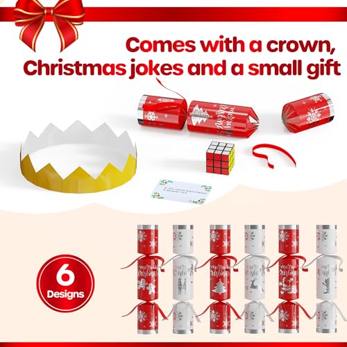 D-FantiX DFantiX 12 Pack Christmas Party Favors with Red White Snowflake Design NoSnap Party Table Favors with Party Hats Joke Little Gifts Xmas Holiday Dinner Traditions Supplies Gift for Kids Adult - Image 5