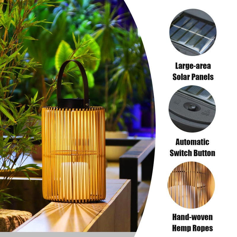 LEOKED 2 Pack Solar Lanterns Outdoor Waterproof, Imitation Candle Lantern in Boho Style for Garden, Backyard, Patio Decor, Birthday Gifts for Women Mom Grandma, Hanging Garden Lights for Outside - Image 3