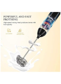Generic Milk Frother Handheld Foam Maker USB Rechargeable with 2 Stainless Steel Whisks and 3 Adjustable Speeds for Cappuccino, Hot Chocolate, Milkshake, Egg Mix(Black)  - Image 2