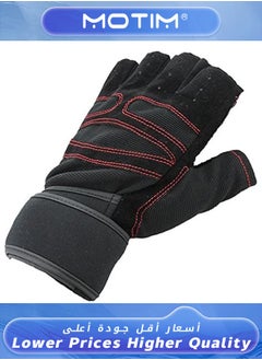 Motim Gym Gloves Workout Gloves with Wrist Support Weight Lifting Body Building Exercise Workout Half Finger Gloves For Men  - Image 3