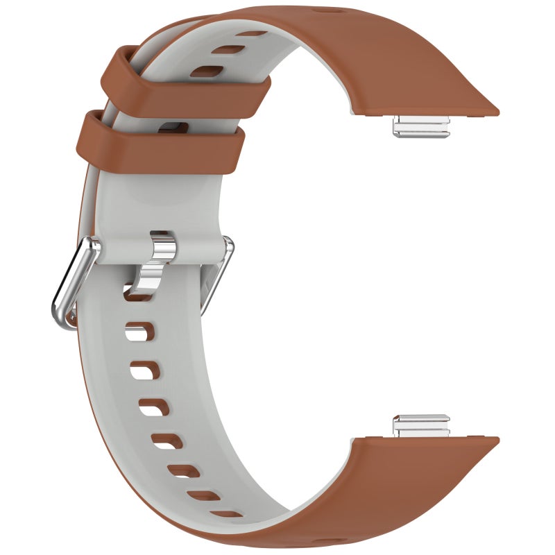 erorex For Huawei Watch Fit3 Double Sided Contrast Color Silicone Watch Band(Brown Gray) - Image 4