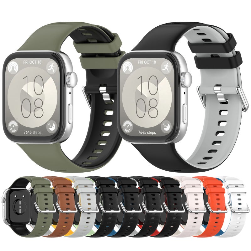 erorex For Huawei Watch Fit3 Double Sided Contrast Color Silicone Watch Band(Brown Gray) - Image 5