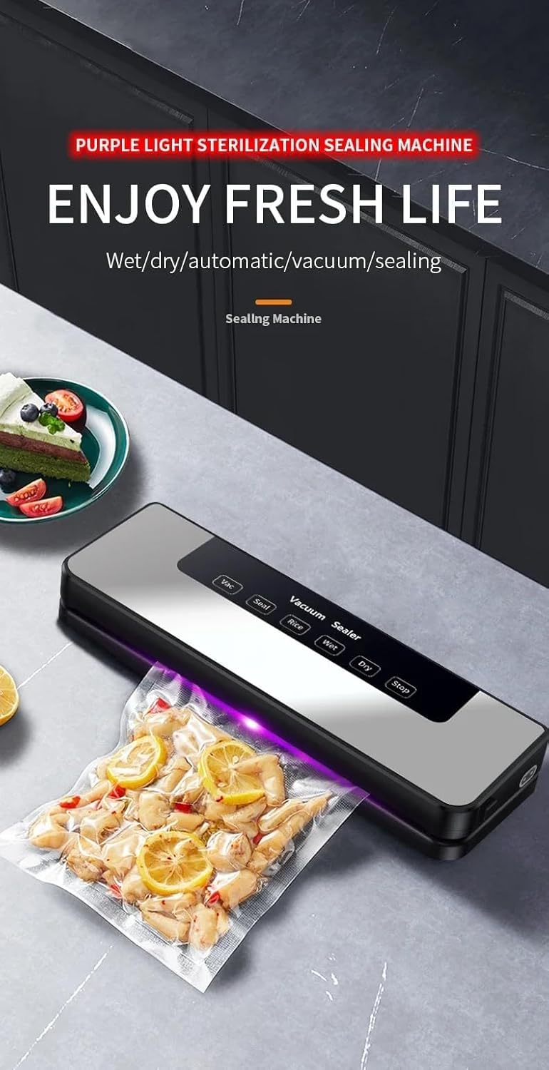 TERRIFI Vacuum Sealer Machine with 80KPa Strong Suction, Automatic Food Sealer for Dry & Moist Foods, Fast & Compact Food Storage for Meat, Vegetables, Liquids – Easy One-Button Operation - Image 4