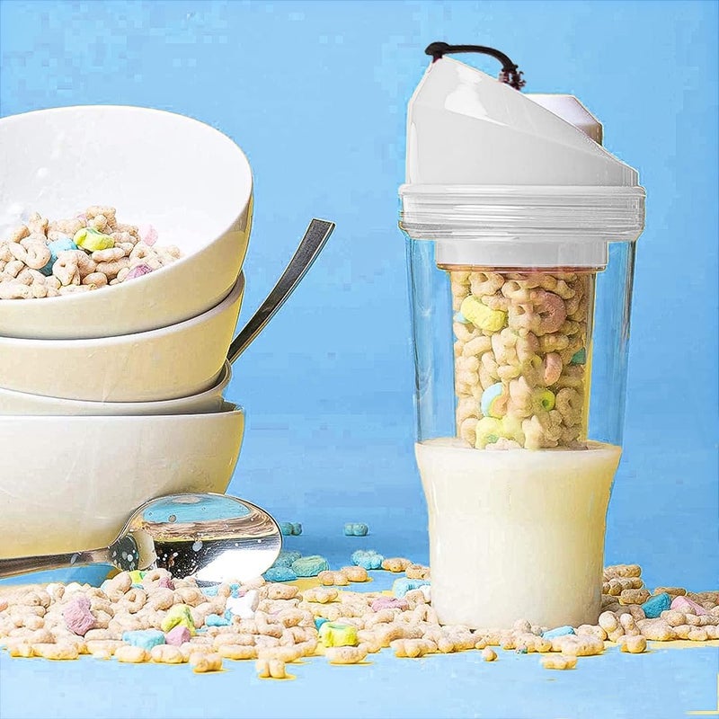 Purfex Cereal Cup – Portable Cereal and Milk Container, BPA-Free, Dishwasher Safe, Two-Compartment Design for On-the-Go Breakfast XL,Perfect for Kids & Adults (White) - Image 4