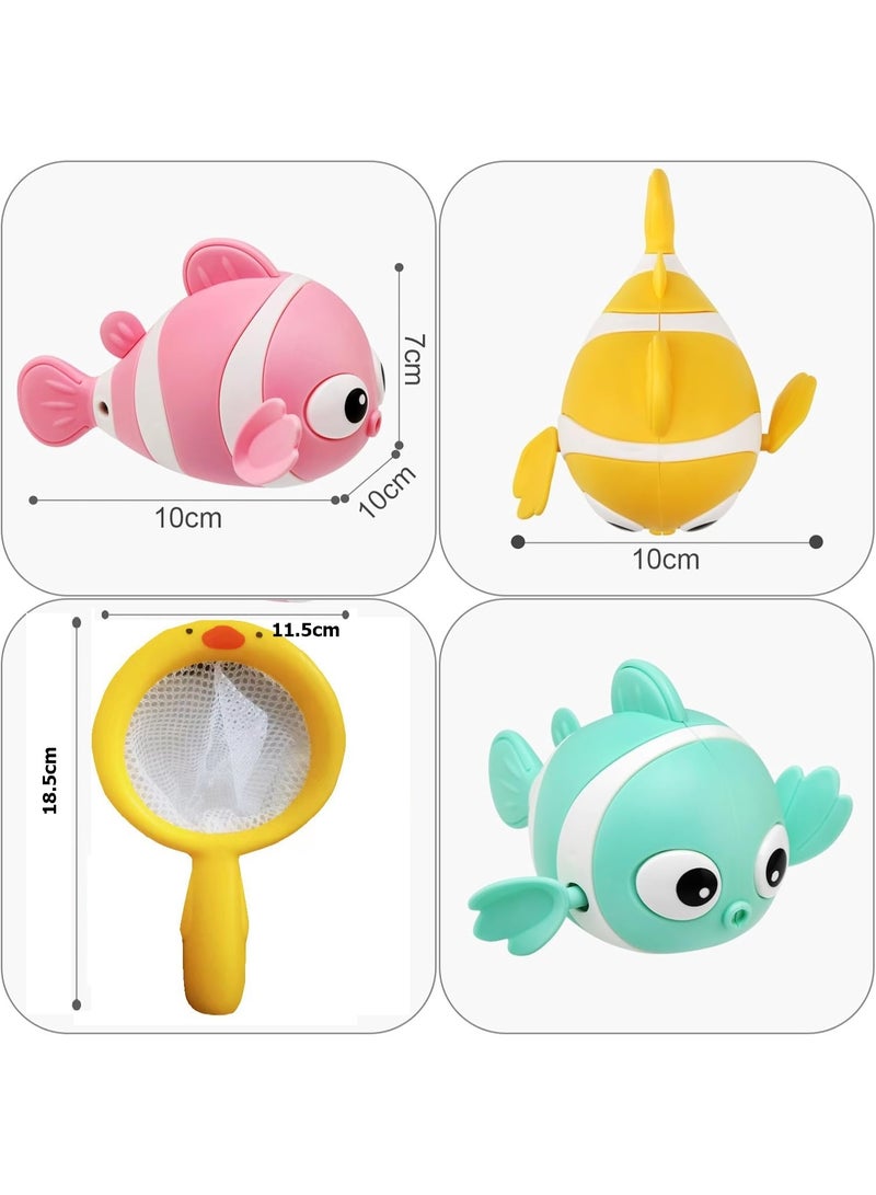Pack of 4 Baby Bath Toys Set, Wind-Up Paddling Pool Toys for 1-3 Year Olds, Floating Swimming Clownfish, Clockwork Water Toys Game for Kids, Toddler Girls and Boys - Image 3
