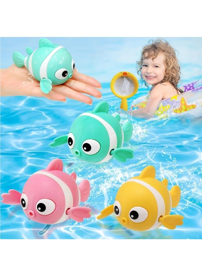 Pack of 4 Baby Bath Toys Set, Wind-Up Paddling Pool Toys for 1-3 Year Olds, Floating Swimming Clownfish, Clockwork Water Toys Game for Kids, Toddler Girls and Boys - Image 2