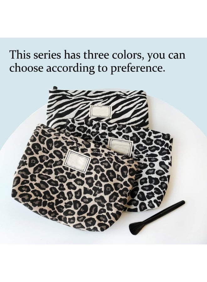 Makeup Bag for Women, Cosmetic Pouch Travel Makeup Bag Large Capacity Canvas Makeup Bag Makeup Organizer Bag with Zipper for Women and Girls (Leopard) - Image 2