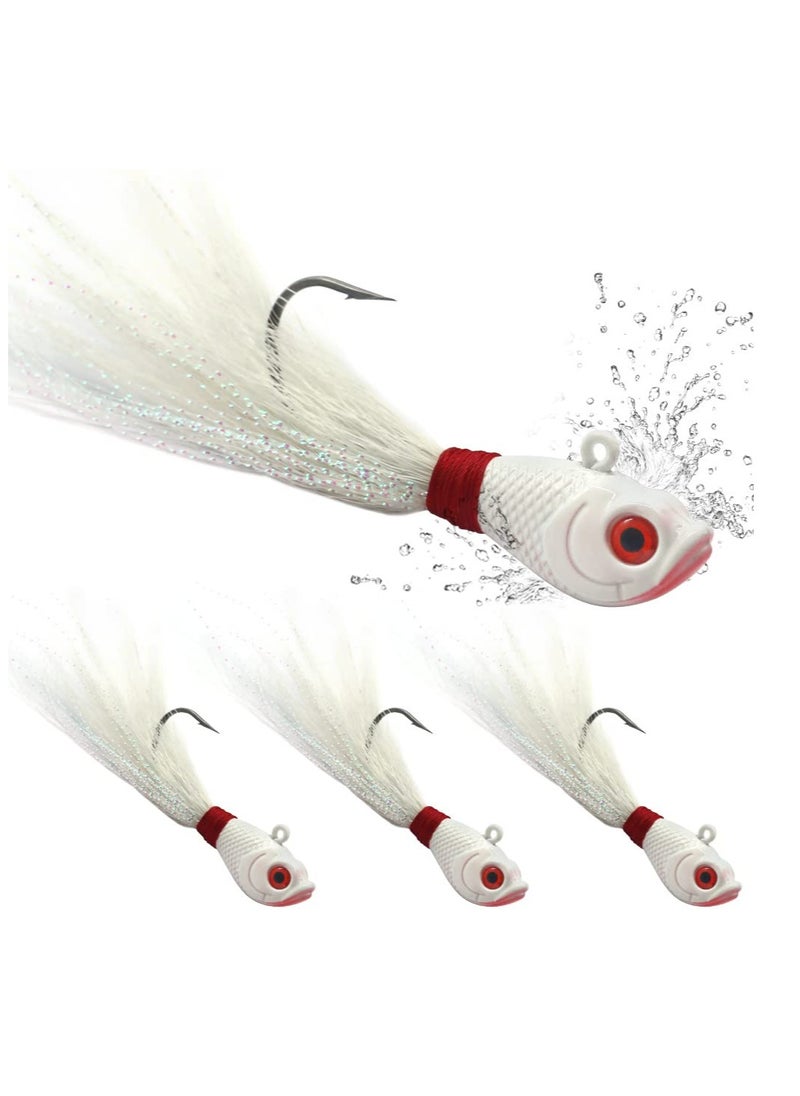 Excefore Bucktail-Jigs-Saltwater-Hair-Jigs-Head -Flukes-Fishing-Lures-Assorted Kit for Striped Bass Walleye Snook Rockfish Redfish 1/4oz 1/2 oz 1oz 2 oz  3PCS  - Image 1