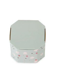 A set of (12) luxury distribution boxes, cyan color, in terrazzo style