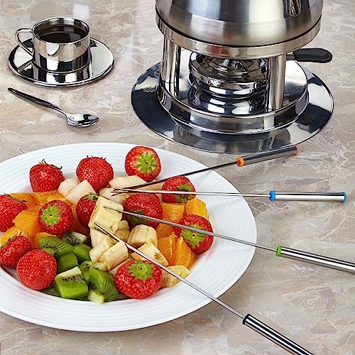 Sago Brothers 6 PCS Stainless Steel Fondue Forks, 9.5 Inch Color-Coded Cheese Fondue Forks Smores Sticks with Heat Resistant Handle for Chocolate Fountain Cheese Fondue Roast Marshmallows Desserts Fruits - Image 4