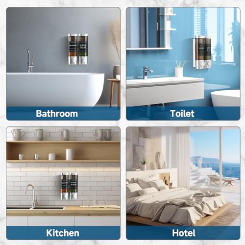 Cabo Deseado Shampoo and Conditioner DispenserUnisence Shower Dispenser 2 Chamber No Drill WallMounted Shampoo Dispenser for Shower Wall Mounted Body Wash Dispenser for Bathroom Hotel Large CapacitySilver - Image 3