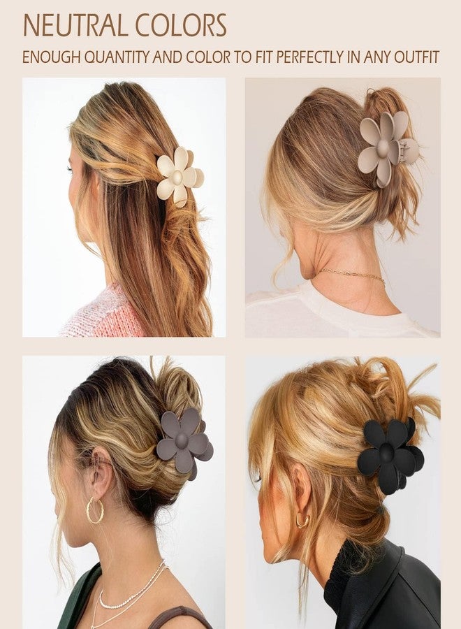 VORSET 3 Pcs Combo Hair Clips for Women, Flower Claw Clips for Thick Hair, Non-Slip Hair Accessories with Multi-Styles, Neutral Colors Claw Clips and Variety Pack, Ideal for Girls - Image 4