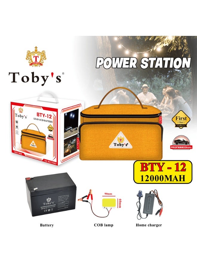 توبيز بطارية Toby's BTY 12A قابلة لإعادة الشحن بقوة 12000 مللي أمبير في الساعة، مثالية لإضاءة التخييم، مصنوعة من مادة ABS - BTY 12A - Image 1