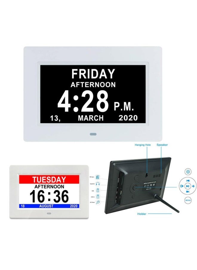 Generic - 7 Inch Digital Clock Digital Photo Frame Large Font Calendar Clock Machine IPS Screen HD Digital Clock Machine-Color:7inchIPSwhite Us Standard - Image 1