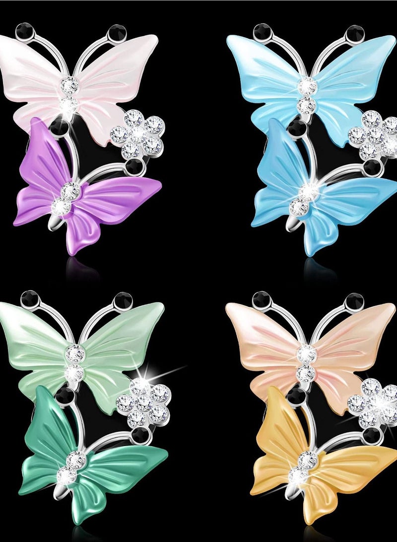 KASTWAVE 4 Pieces Car Butterfly Diffuser Vent Clip, Car Air Vent Decoration Lovely Dual Butterfly Car Interior Decoration Charm Rhinestone Car Bling Accessories for Women Girls  - Image 1