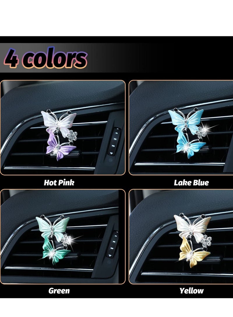 KASTWAVE 4 Pieces Car Butterfly Diffuser Vent Clip, Car Air Vent Decoration Lovely Dual Butterfly Car Interior Decoration Charm Rhinestone Car Bling Accessories for Women Girls  - Image 4