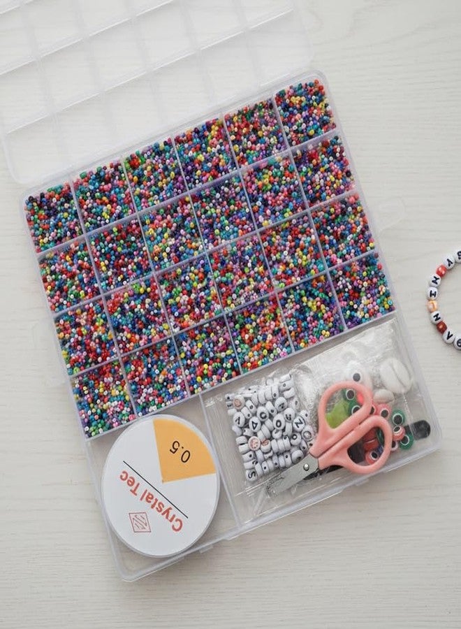 SRN ENTERPRISE All-in-One Colorful Bead Jewelry Making Kit with Alphabet Beads, Elastic Thread, and Tools - Image 1