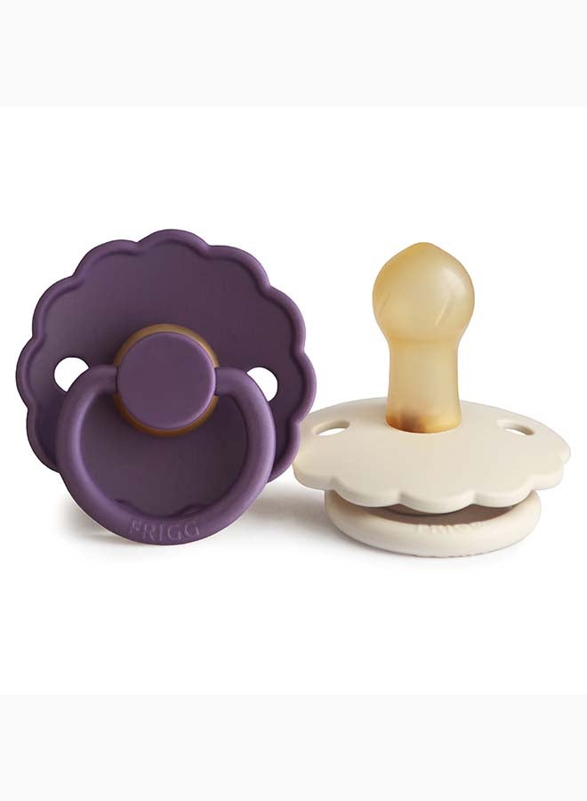 FRIGG Daisy Silicone Baby Pacifier 6-18M 2-Pack Violet Dream/Cream - Size 2 - Image 2