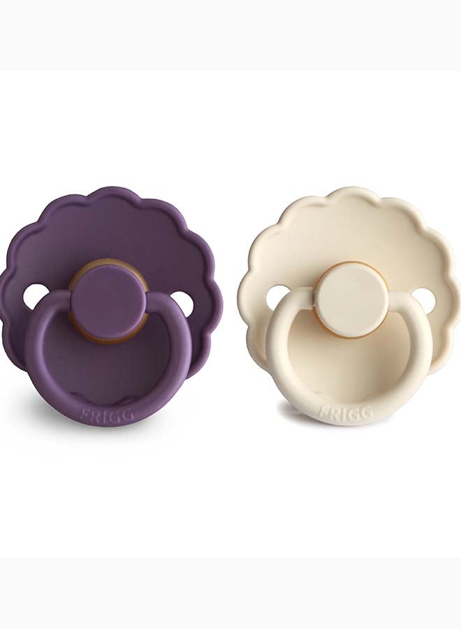 FRIGG Daisy Silicone Baby Pacifier 6-18M 2-Pack Violet Dream/Cream - Size 2