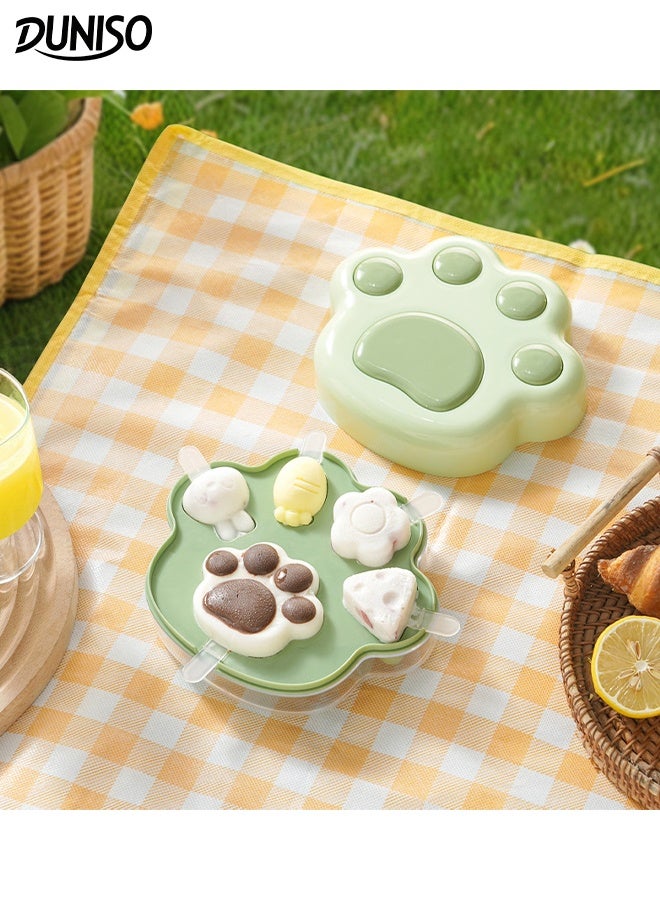 DUNISO 5 Cavities Popsicle Moulds with Storage Box Frozen Dessert Popsicle DIY Ice Cream Stick Tray BPA Free Reusable Mini Ice Pop Maker Easy Press to Release Creative Animal Shape Ice Sorbet Mold for Making Ice Cream - Image 1