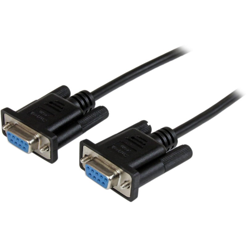 StarTech.com 2m Black DB9 RS232 Serial Null Modem Cable F/F - DB9 Female to Female - 9 pin RS232 Null Modem Cable - 2 meter, Black (SCNM9FF2MBK) - Image 1