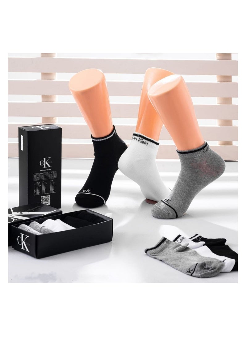 كالفن كلاين بيرفورمانس طقم شرابات هاف – باكت 6 قطع  بخامة قطن فاخرة ومريحة، تصميم عصري وأنيق -  للجنسين - فرى سايز