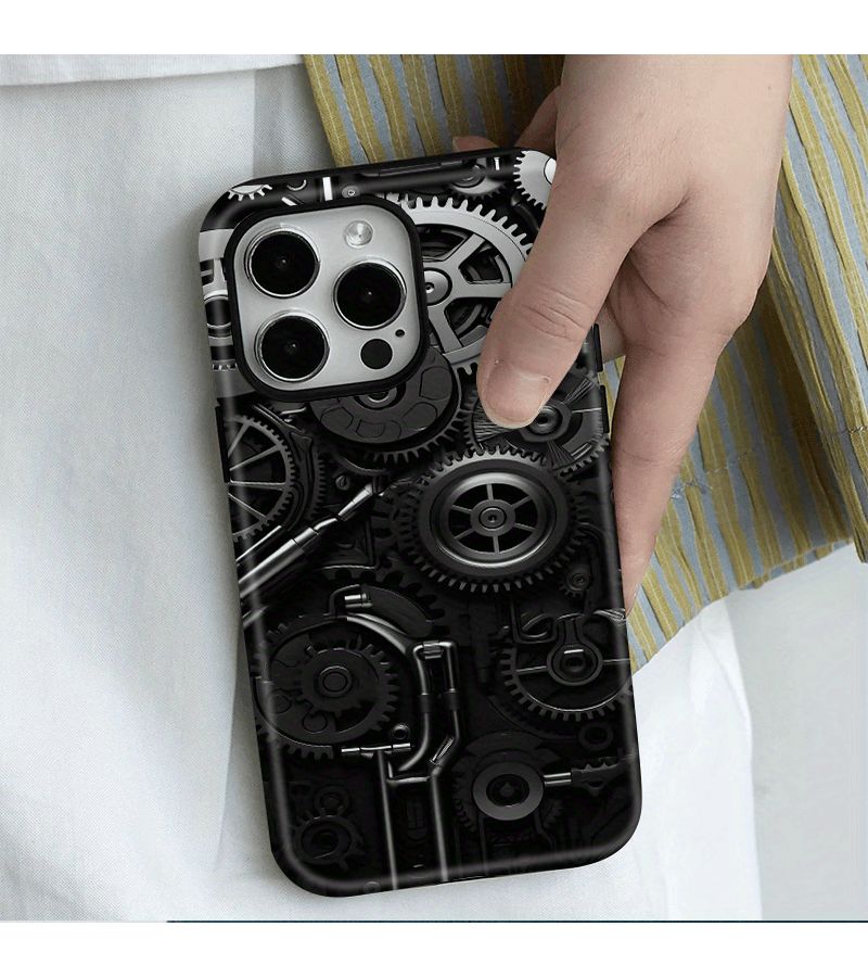 Phone Case Mixed Color 1 Mechanical Gear Array Double Layer Protective Shockproof Hard Case For iPhone 15 Pro Max Sturdy Durable Design - Image 1