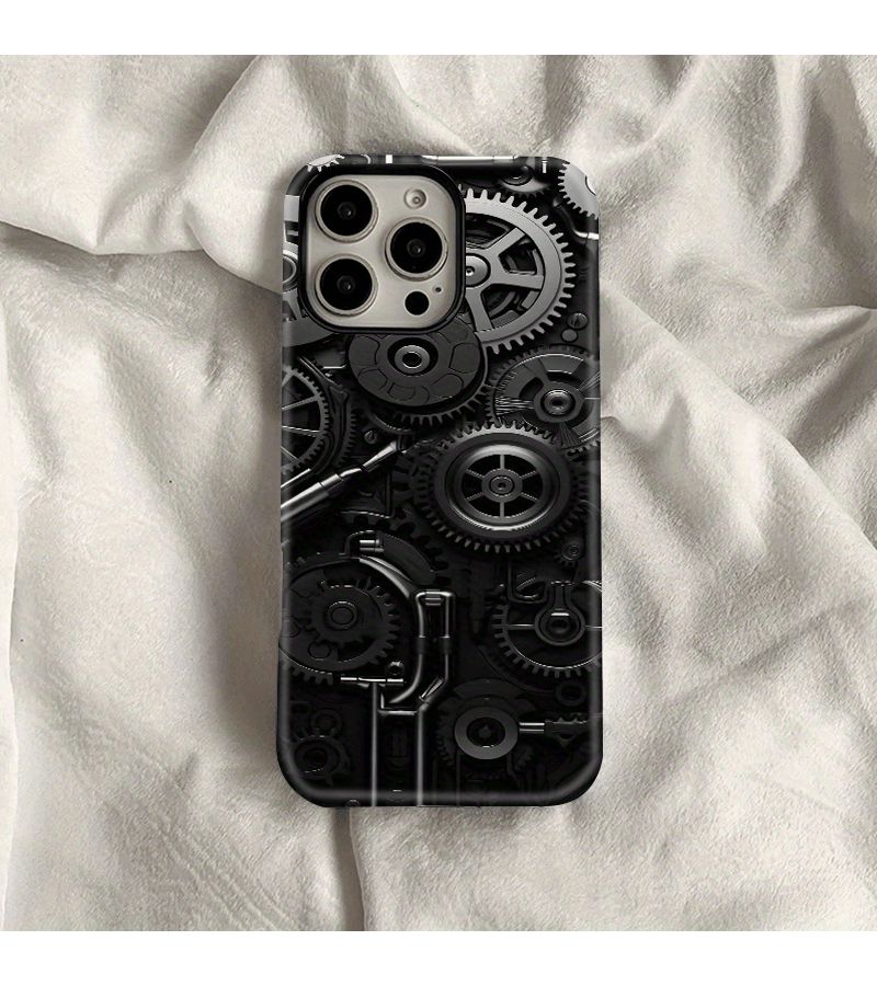 Phone Case Mixed Color 1 Mechanical Gear Array Double Layer Protective Shockproof Hard Case For iPhone 15 Pro Max Sturdy Durable Design - Image 5