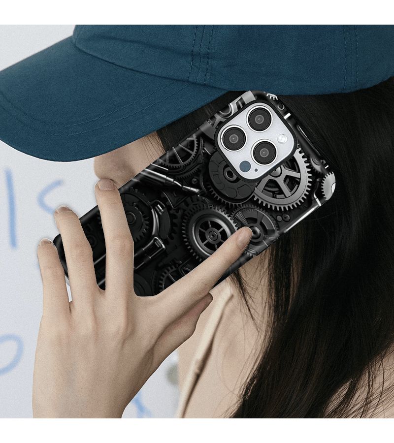 Phone Case Mixed Color 1 Mechanical Gear Array Double Layer Protective Shockproof Hard Case For iPhone 15 Pro Max Sturdy Durable Design - Image 2