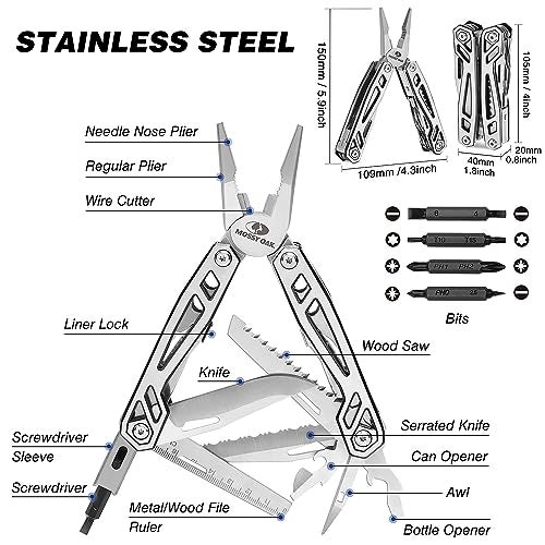 MOSSY OAK Multitool, 21-in-1 Stainless Steel Pocket Knife with Screwdriver Sleeve, Self-locking Pliers with Sheath-Perfect for Outdoor, Survival, Camping, Hiking, Simple Repair - Image 2