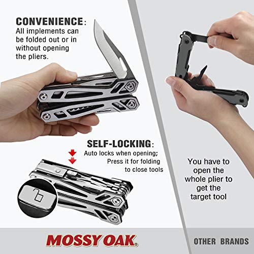 MOSSY OAK Multitool, 21-in-1 Stainless Steel Pocket Knife with Screwdriver Sleeve, Self-locking Pliers with Sheath-Perfect for Outdoor, Survival, Camping, Hiking, Simple Repair - Image 3